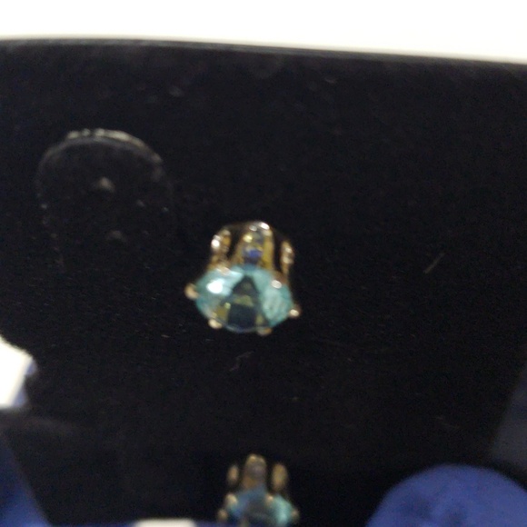 Eisenberg Ice Gold tone Sparkling Blue Crystal Stud Earrings - Women's Jewelry - Picture 7 of 8